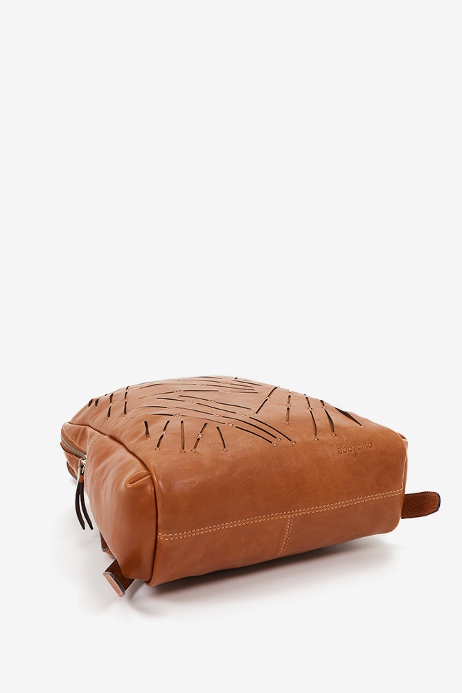 Abbacino Mochila de mujer en piel troquelada cognac Liquidación