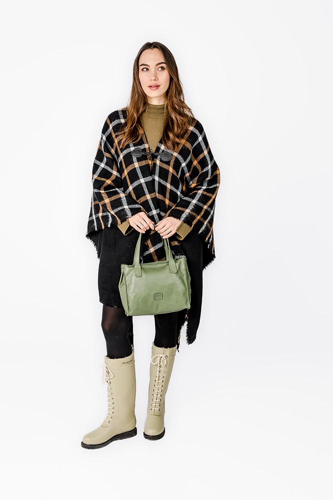 Abbacino Poncho con estampado a cuadros negro Descuento por venta flash