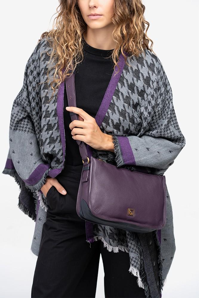 Abbacino Poncho con estampado de pata de gallo en gris Ofertas de temporada