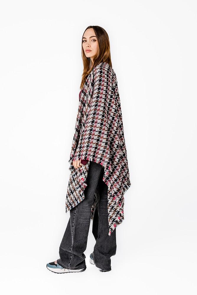 Abbacino Poncho de pata de gallo en tonos morados Grandes ahorros