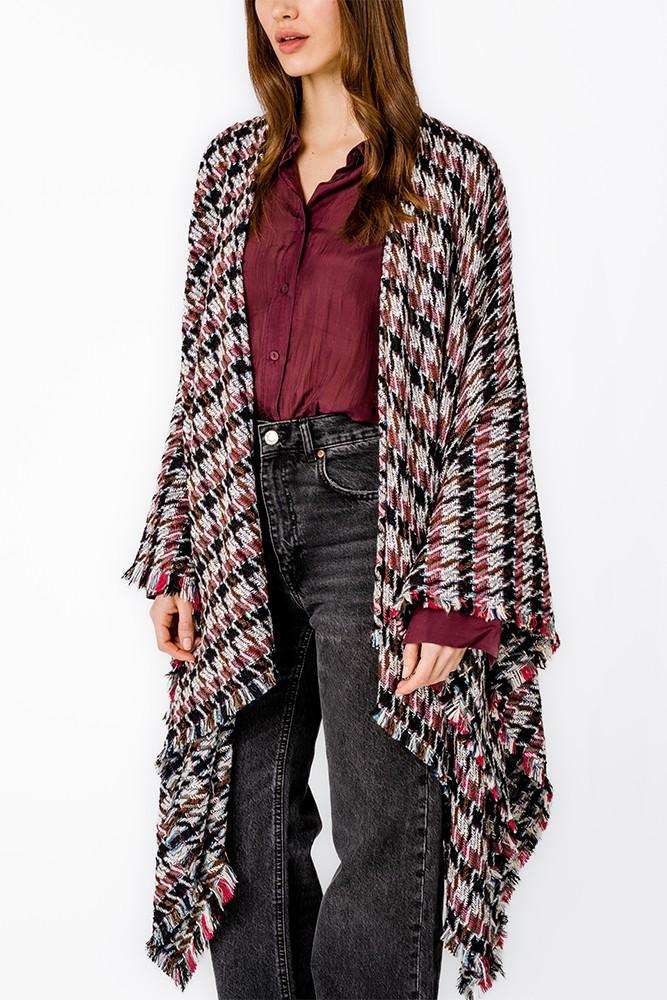 Abbacino Poncho de pata de gallo en tonos morados Grandes ahorros