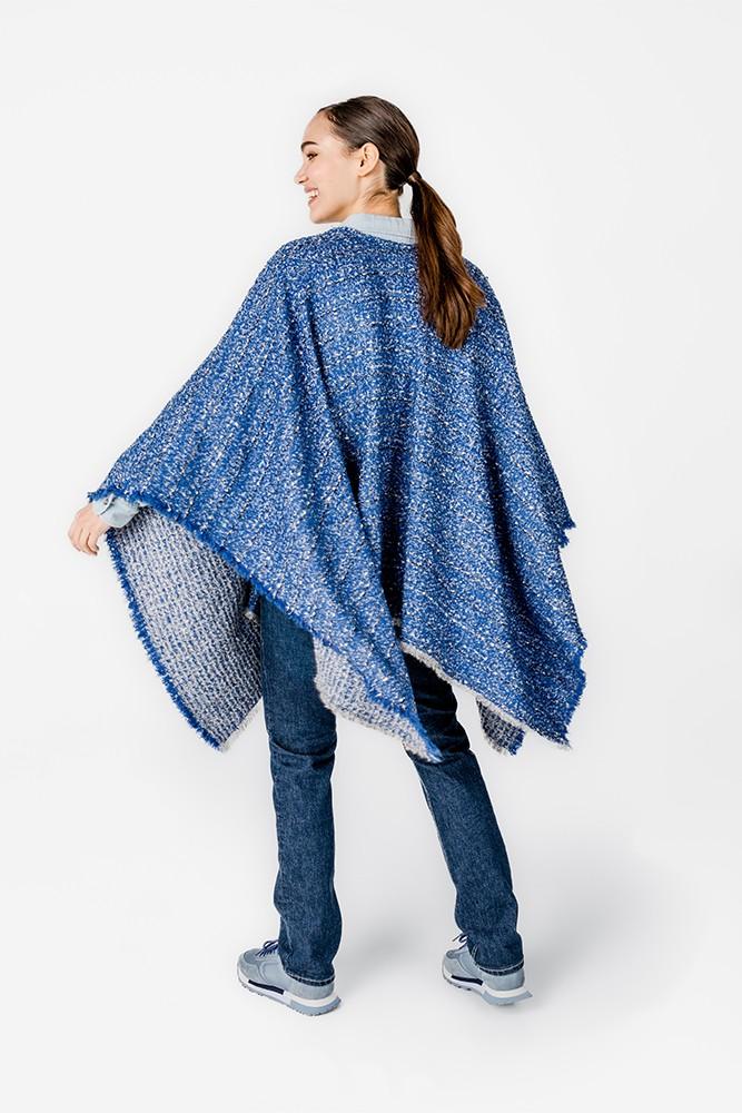 Abbacino Poncho con estampado a rayas en azul Rebajas de fin de temporada