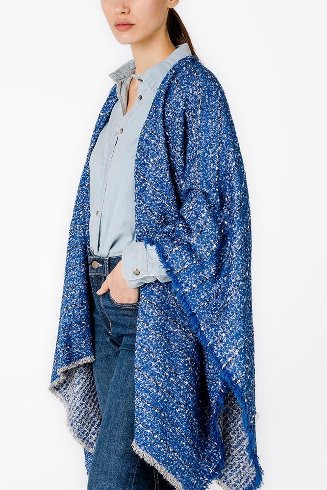 Abbacino Poncho con estampado a rayas en azul Rebajas de fin de temporada
