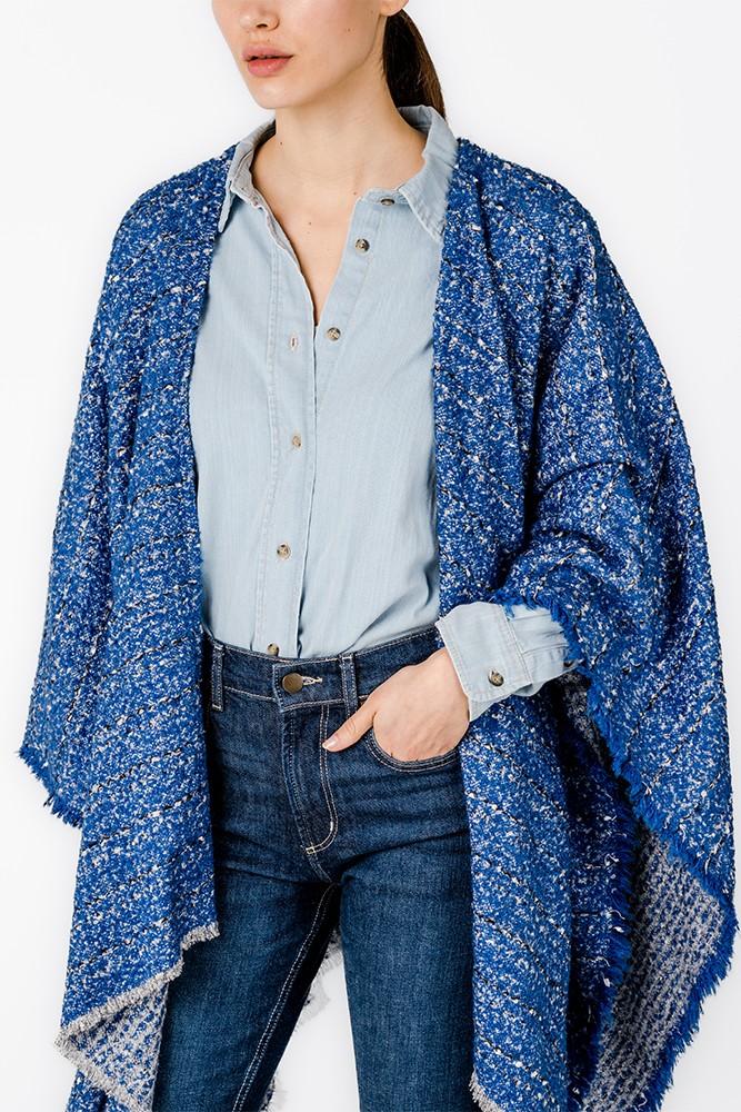 Abbacino Poncho con estampado a rayas en azul Rebajas de fin de temporada