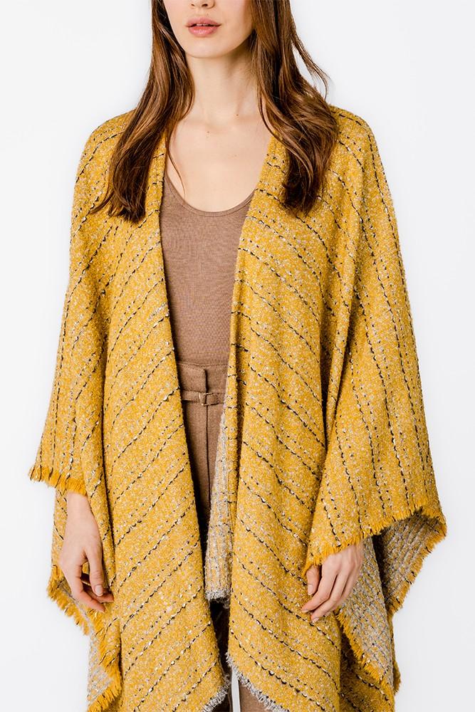 Abbacino Poncho con estampado a rayas en ámbar En línea