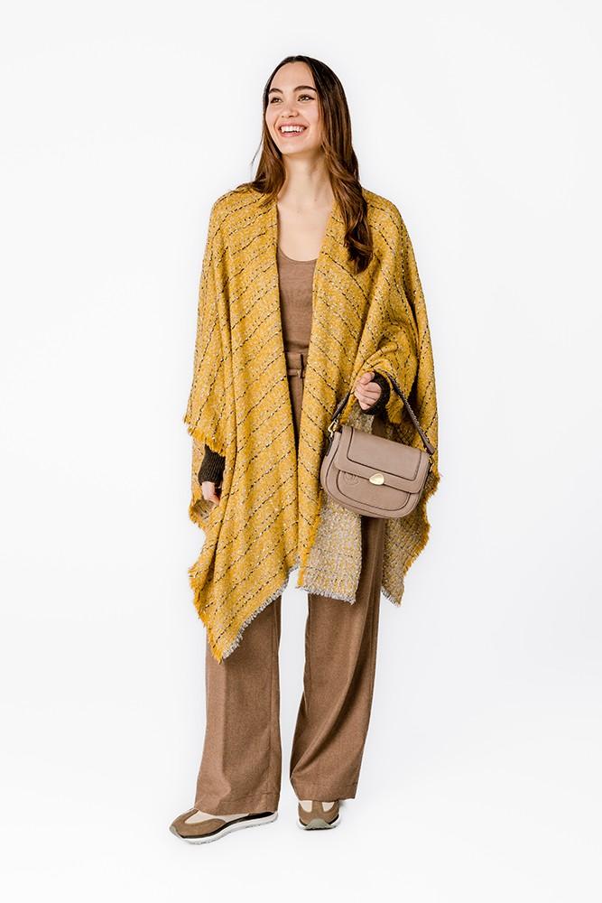 Abbacino Poncho con estampado a rayas en ámbar En línea