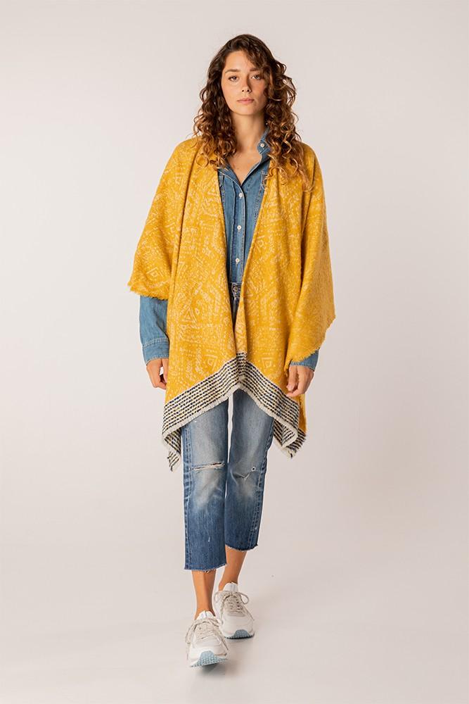 Abbacino Poncho de mujer estampado en ámbar
