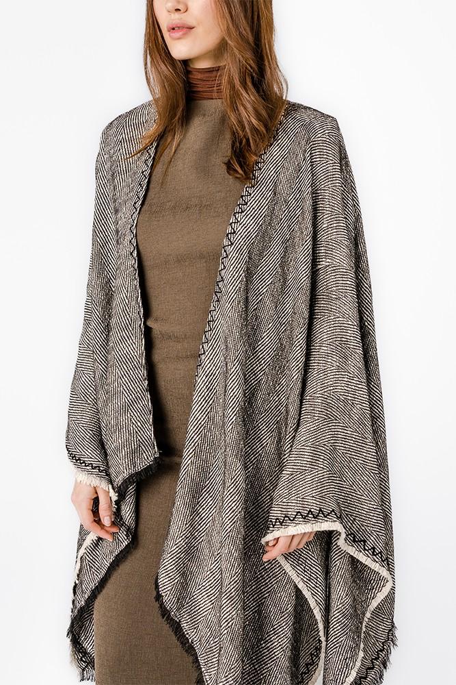Abbacino Poncho con estampado lineal en negro Rebajas