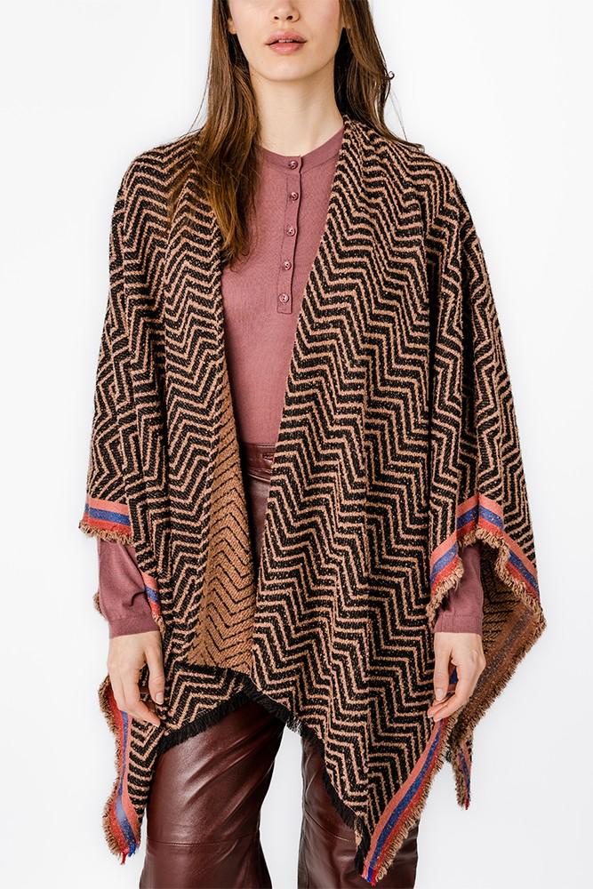 Abbacino Poncho con estampado geométrico en tonos rosas Ofertas