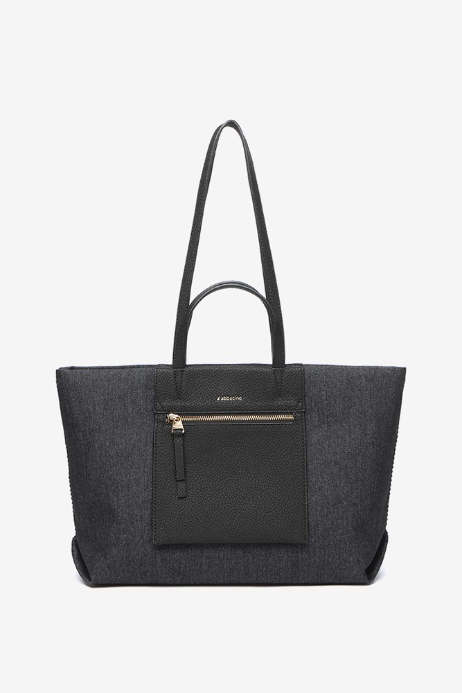 Abbacino Bolso shopper en tejido de jeans negro Ventas relámpago