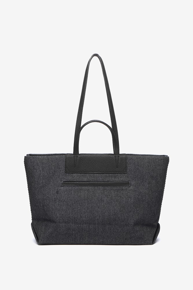 Abbacino Bolso shopper en tejido de jeans negro Ventas relámpago