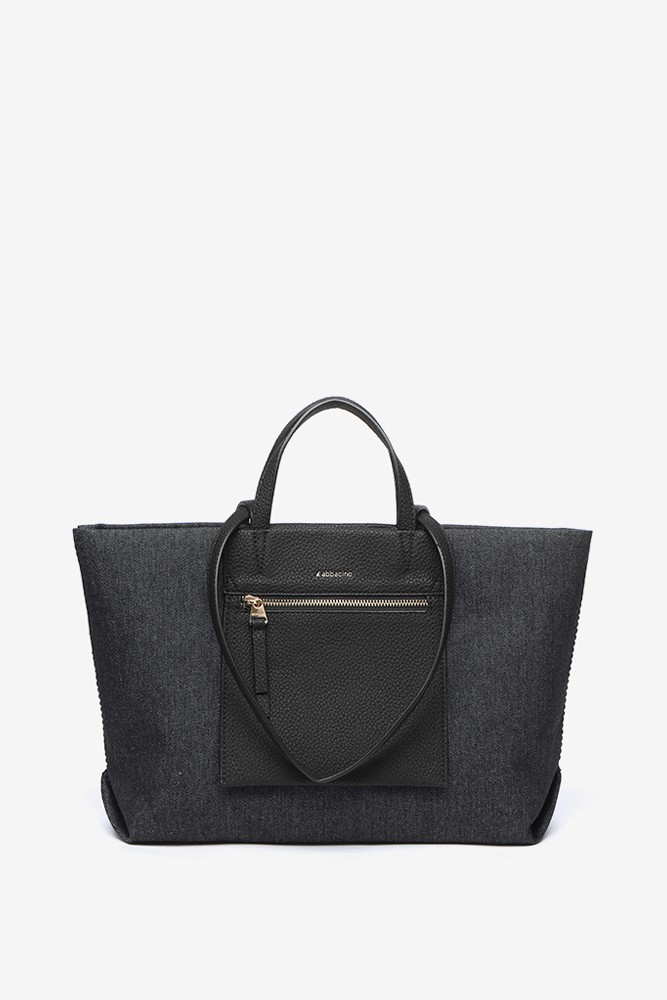 Abbacino Bolso shopper en tejido de jeans negro Ventas relámpago