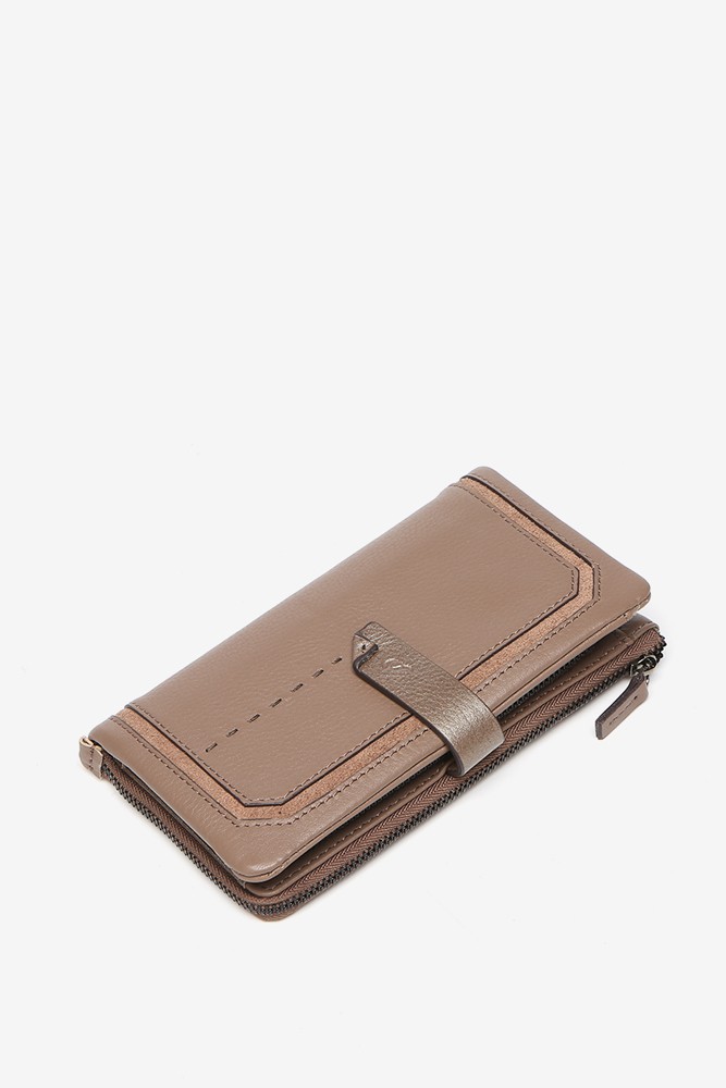 Abbacino Cartera grande en piel y serraje taupe Libre de impuestos