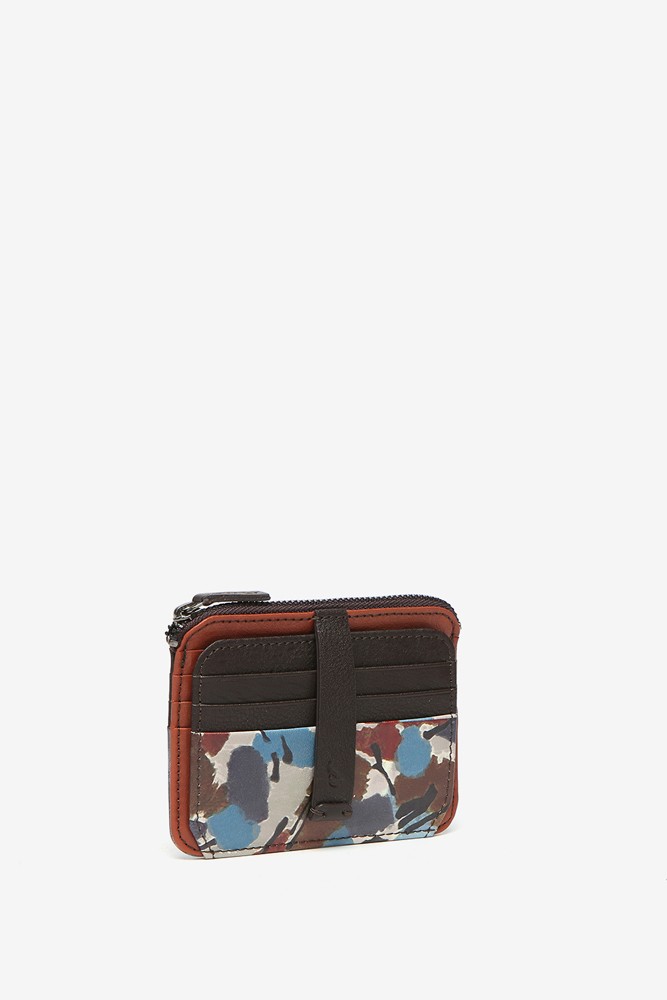 Abbacino Monedero-tarjetero en piel con estampado multicolor