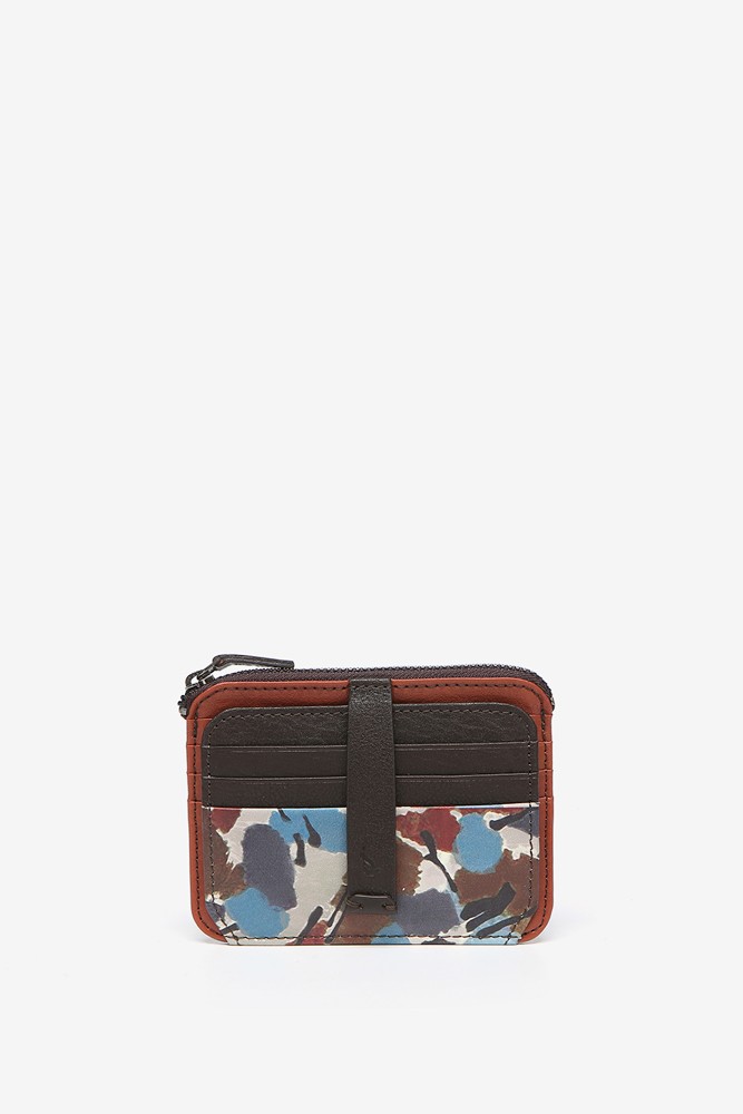 Abbacino Monedero-tarjetero en piel con estampado multicolor Rebajas
