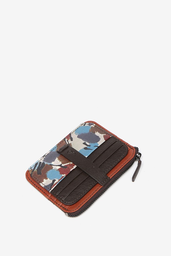 Abbacino Monedero-tarjetero en piel con estampado multicolor Rebajas
