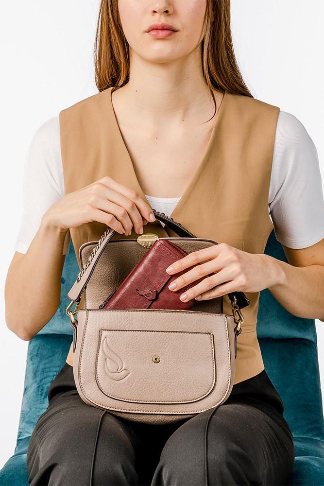 Abbacino Bolso de hombro en materiales reciclados taupe