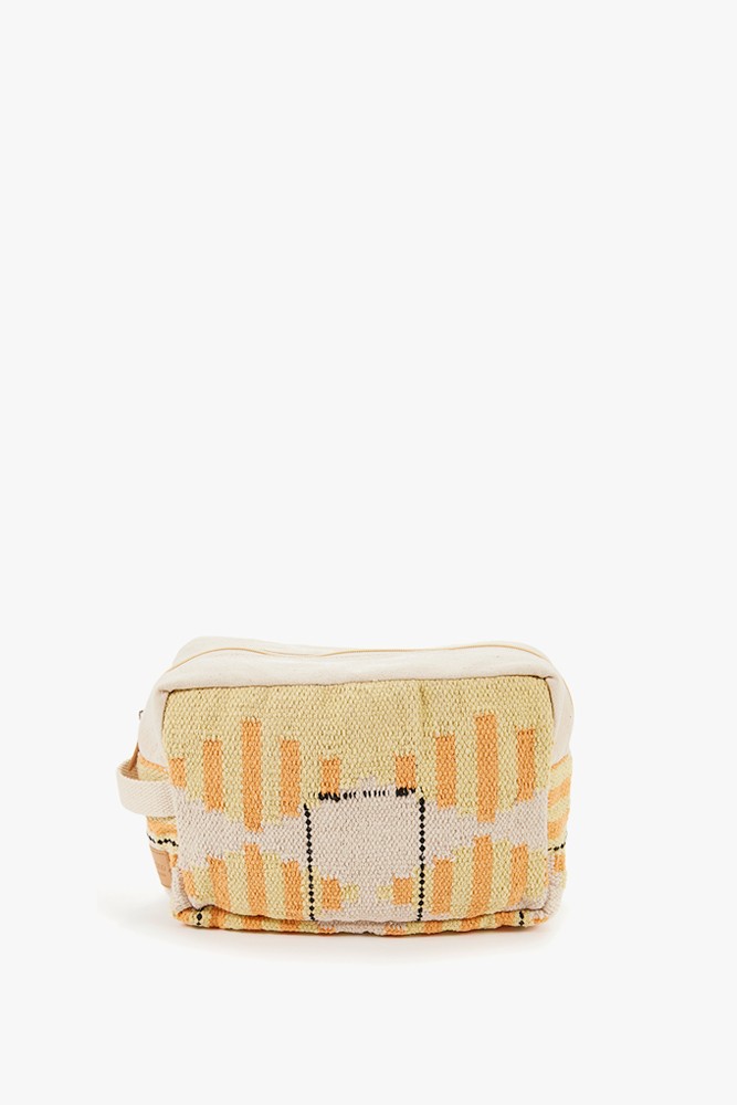 Abbacino Neceser de mujer de algodón con estampado amarillo Precio ultrabajo