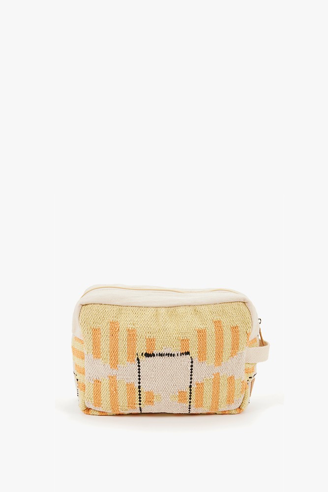Abbacino Neceser de mujer de algodón con estampado amarillo Precio ultrabajo