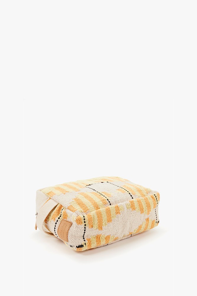 Abbacino Neceser de mujer de algodón con estampado amarillo Precio ultrabajo