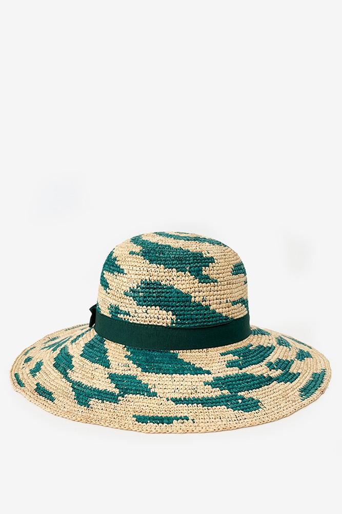 Abbacino Sombrero de paja en verde y beige