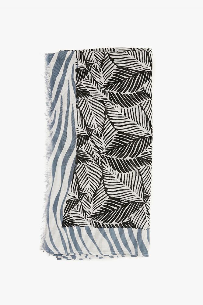 Abbacino Pañuelo con estampado tropical en blanco y negro