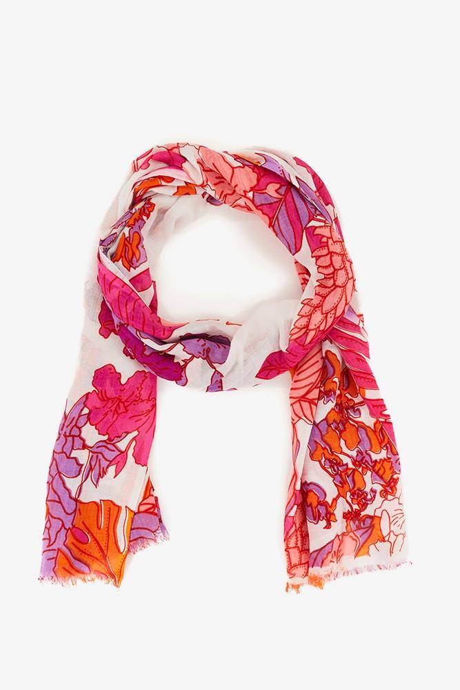 Abbacino Pañuelo de viscosa con estampado floral en tonos fucsia