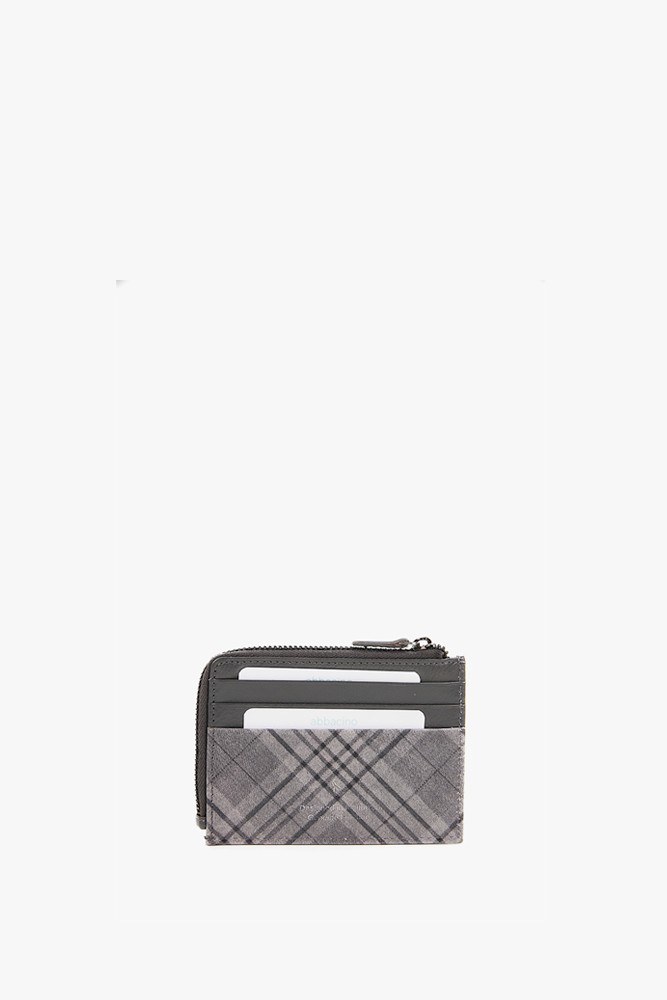 Abbacino Monedero-tarjetero de mujer de piel con print a cuadros gris Tienda
