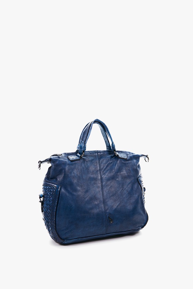 Abbacino Bolso bowling de mujer de piel con trenzado en azul Envío gratis