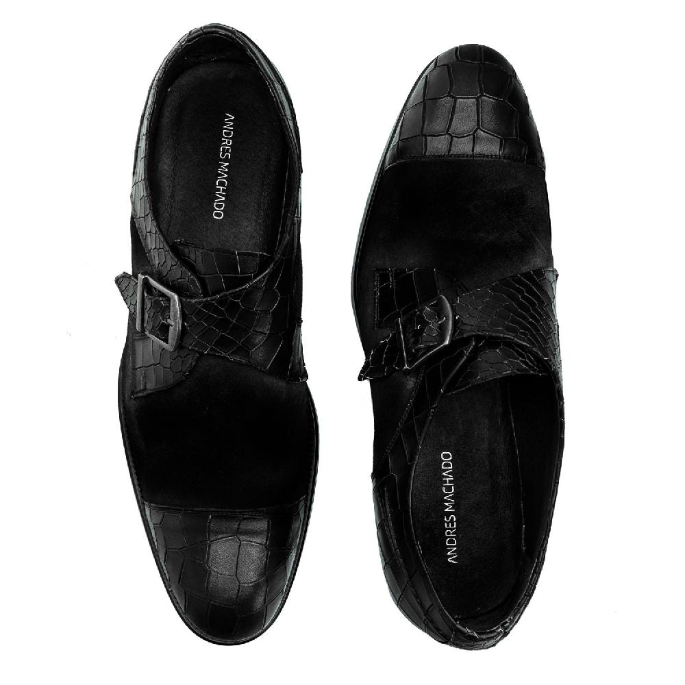 Andres machado Zapato Monk Serraje Coco Negro Promoción por tiempo limitado