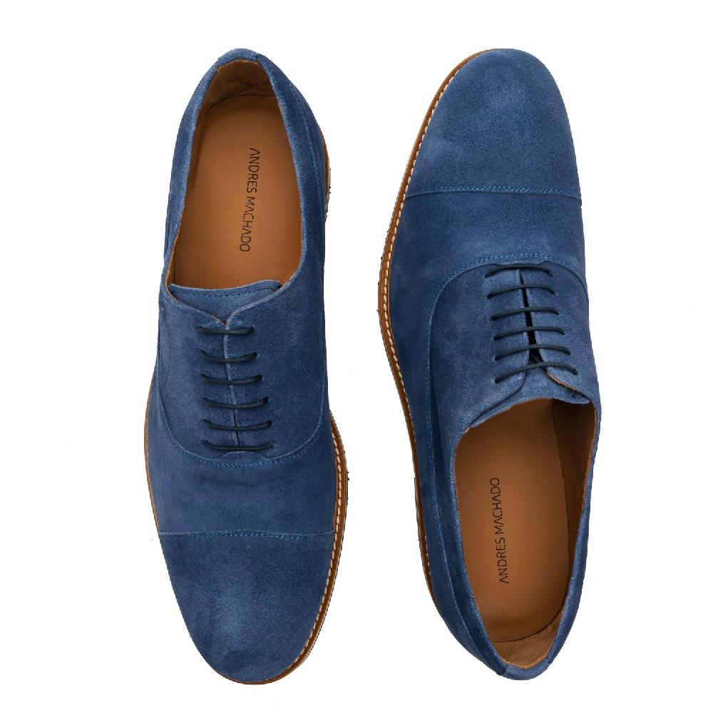 Andres machado Zapatos Oxford Serraje Azul Grandes descuentos