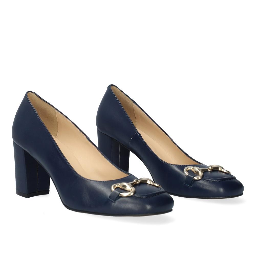 Andres machado Zapato tacón en piel marino de estilo vintage