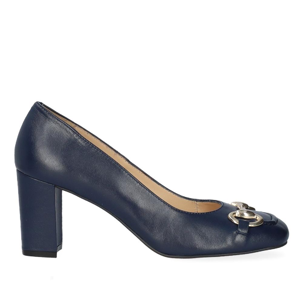 Andres machado Zapato tacón en piel marino de estilo vintage Rebajas de fin de temporada