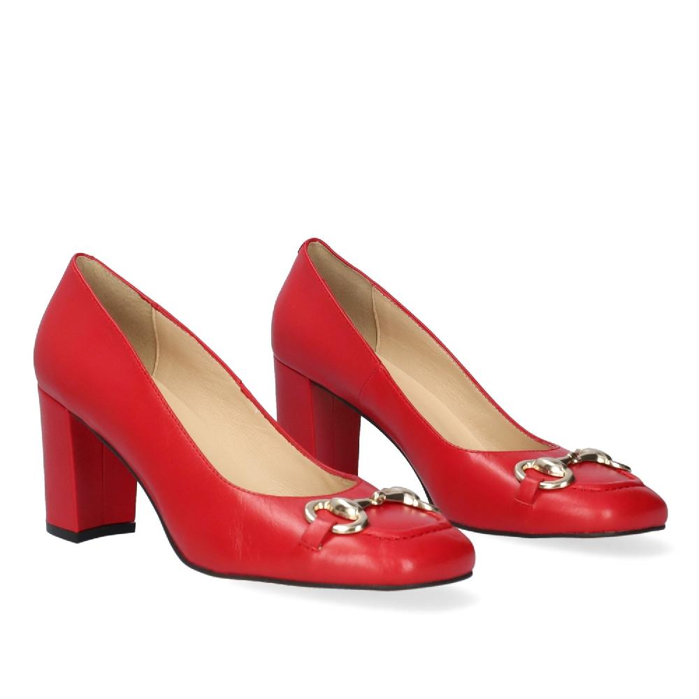 Andres machado Zapato tacón en piel rojo de estilo vintage