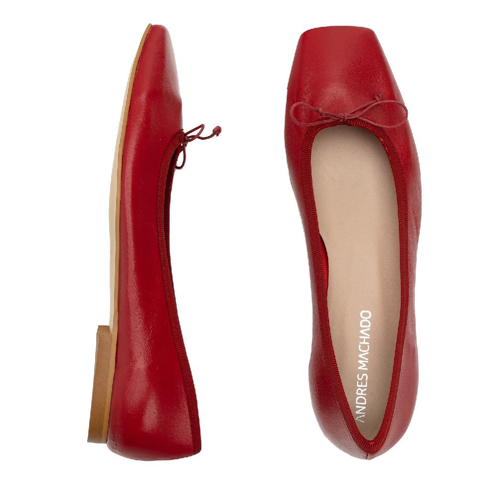 Andres machado Bailarina plana en piel rojo Rebajas online