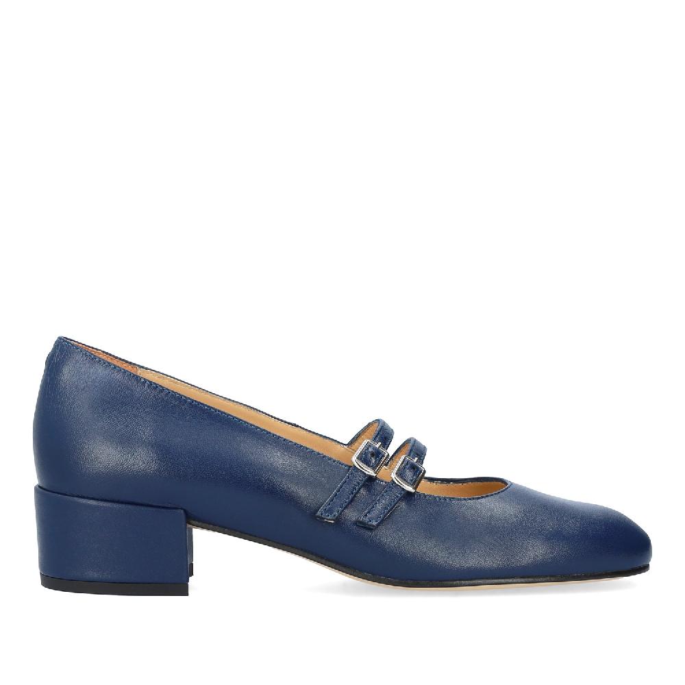 Andres machado Zapato Tacón en Piel de Color Azul Marino Envío gratis