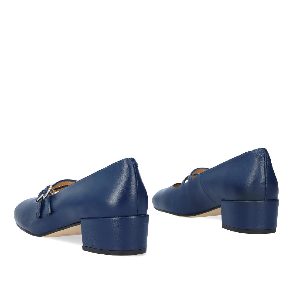 Andres machado Zapato Tacón en Piel de Color Azul Marino Envío gratis
