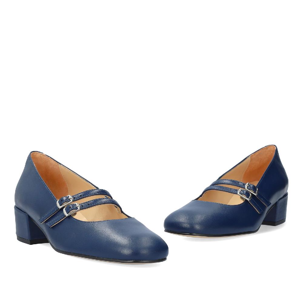 Andres machado Zapato Tacón en Piel de Color Azul Marino Envío gratis