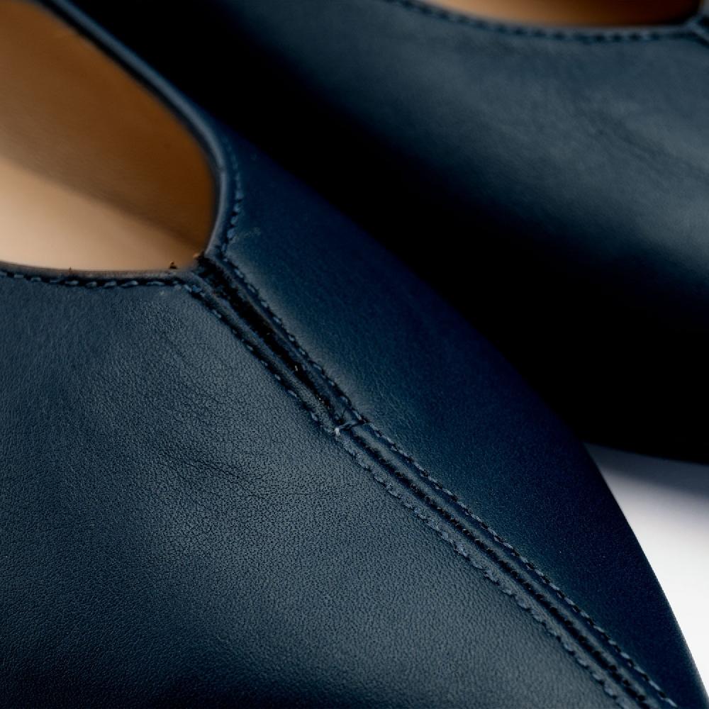 Andres machado Zapato plano en punta de Piel Marino Precios de Black Friday
