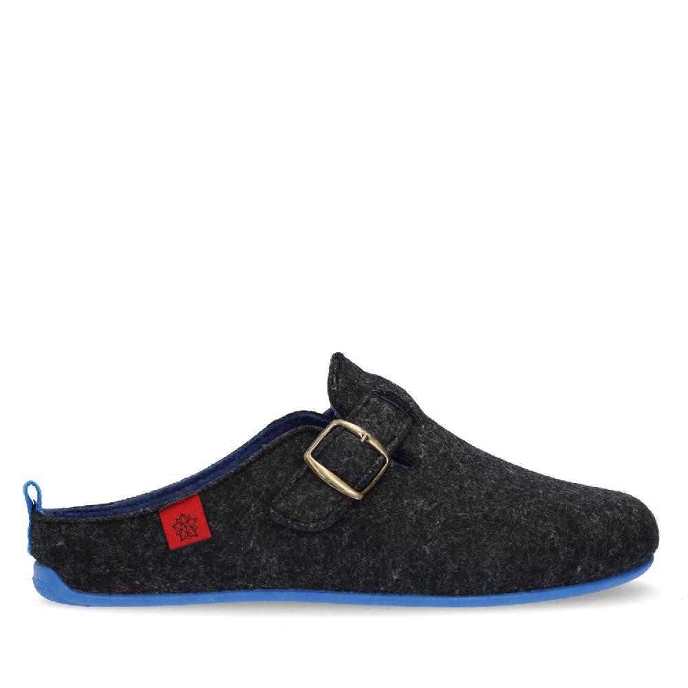 Andres machado Zapatillas de estar por casa con hebilla Unisex y tejido fieltro Negro Última moda