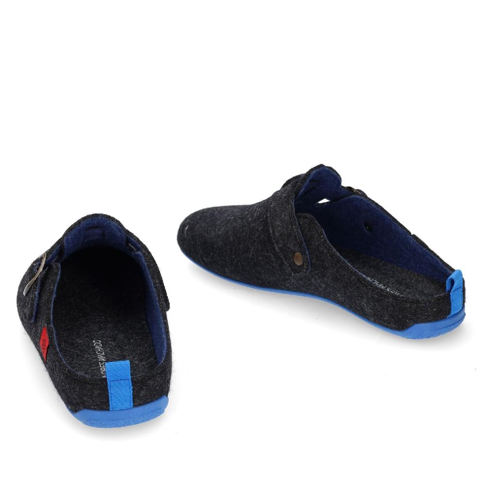 Andres machado Zapatillas de estar por casa con hebilla Unisex y tejido fieltro Negro Última moda