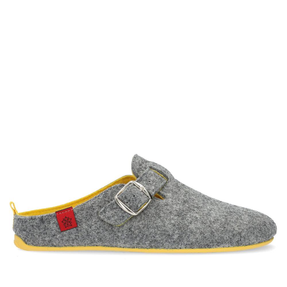 Andres machado Zapatillas de estar por casa con hebilla Unisex y tejido fieltro Gris Descuento por venta flash