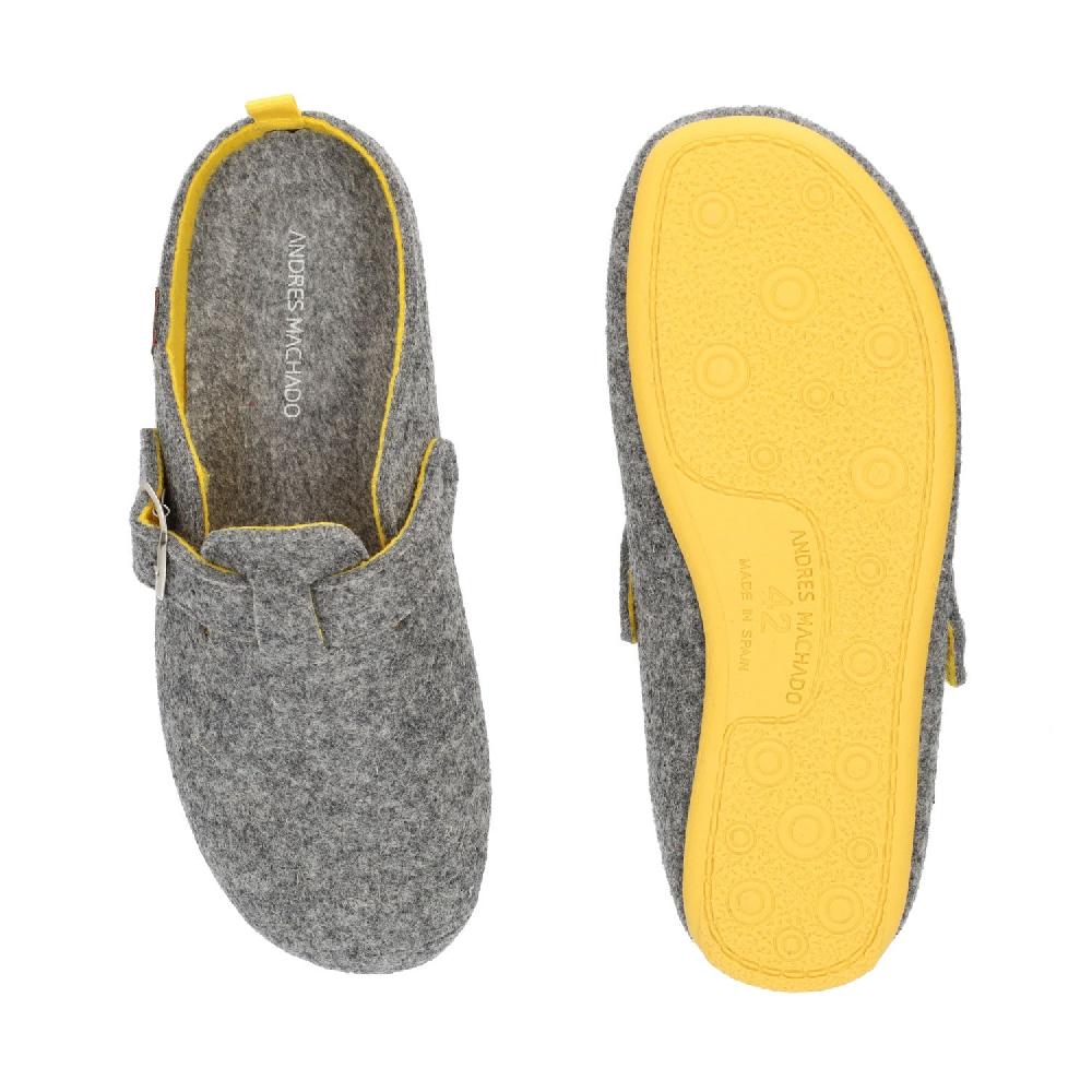 Andres machado Zapatillas de estar por casa con hebilla Unisex y tejido fieltro Gris Descuento por venta flash