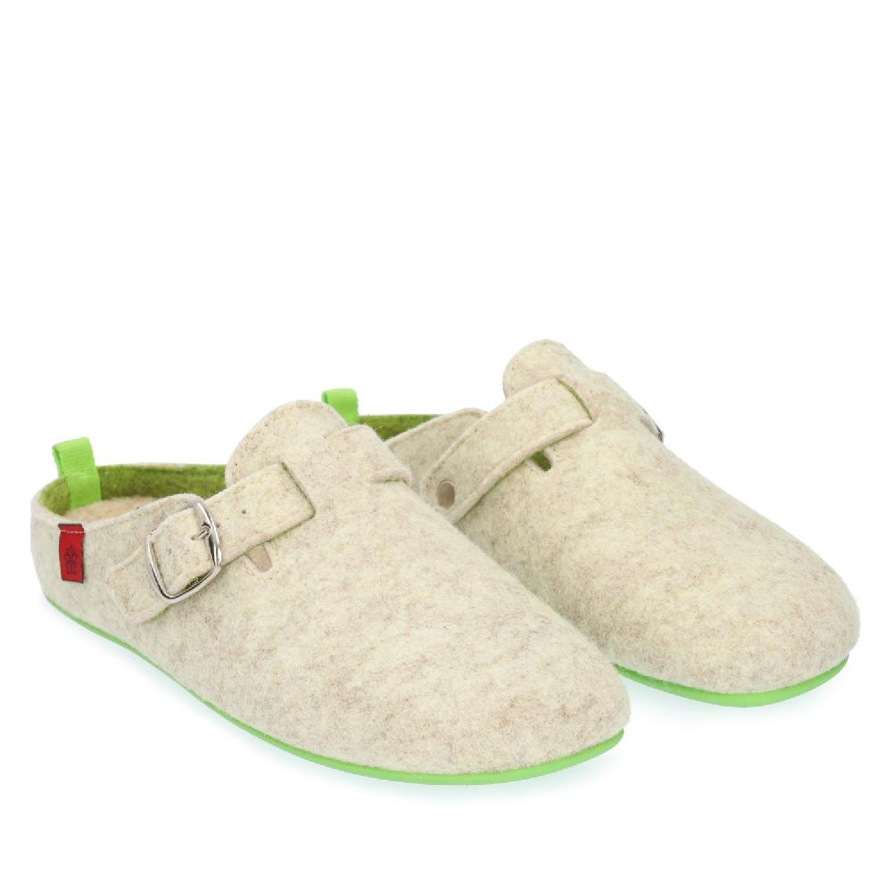 Andres machado Zapatillas de estar por casa con hebilla Unisex y tejido fieltro Blanco
