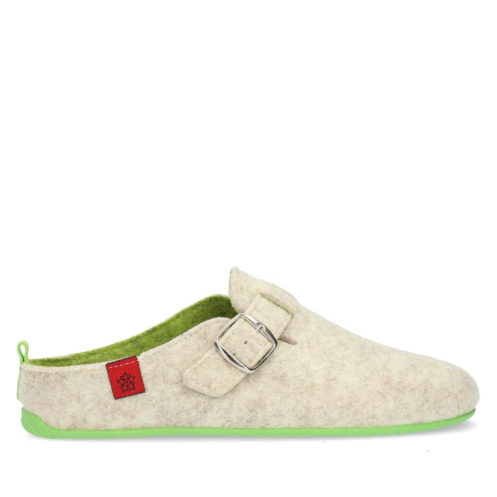 Andres machado Zapatillas de estar por casa con hebilla Unisex y tejido fieltro Blanco Ofertas especiales