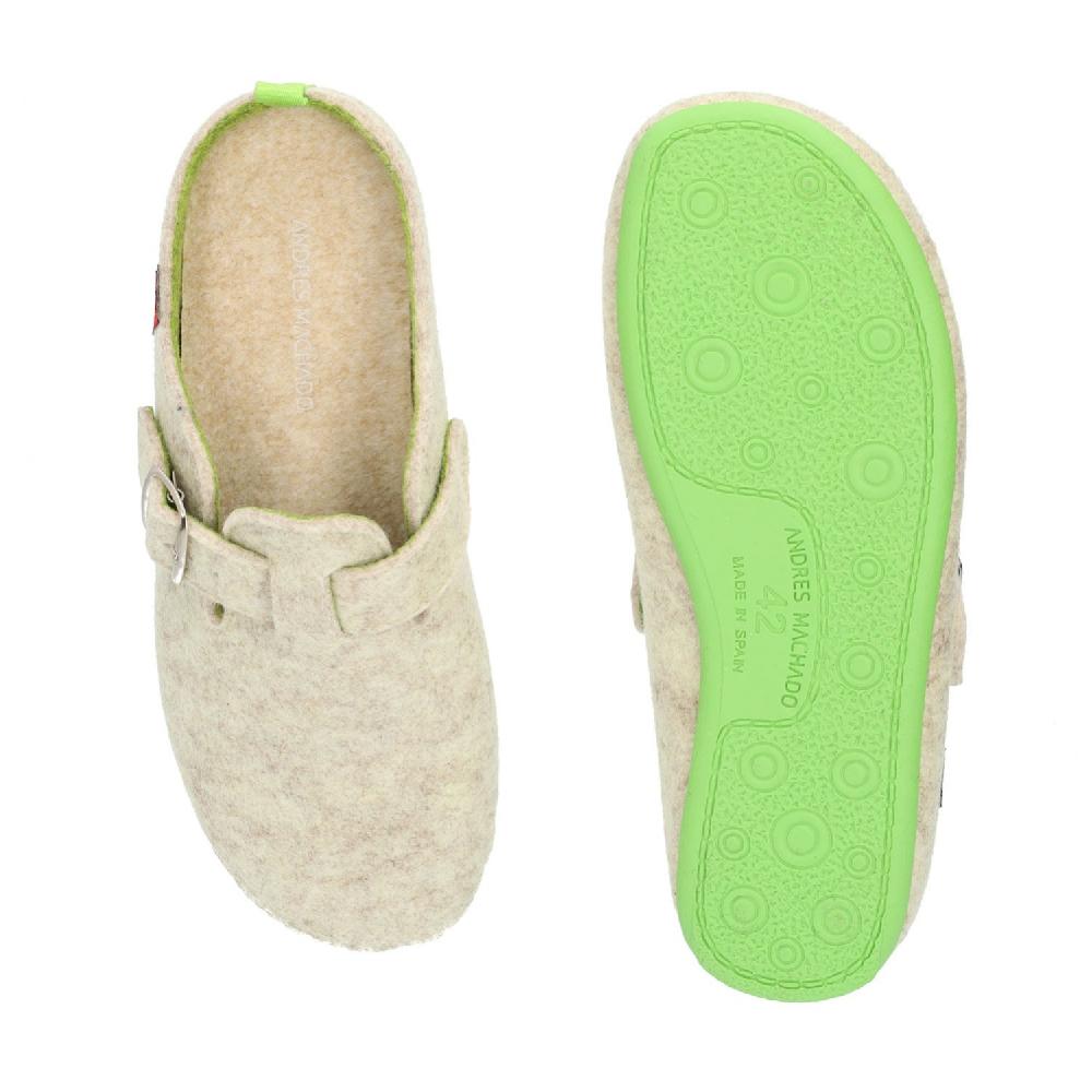 Andres machado Zapatillas de estar por casa con hebilla Unisex y tejido fieltro Blanco Ofertas especiales