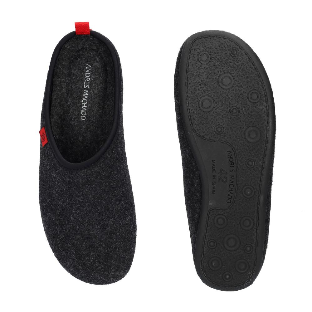 Andres machado Zapatillas Unisex en Tejido Fieltro Negro Outlet online