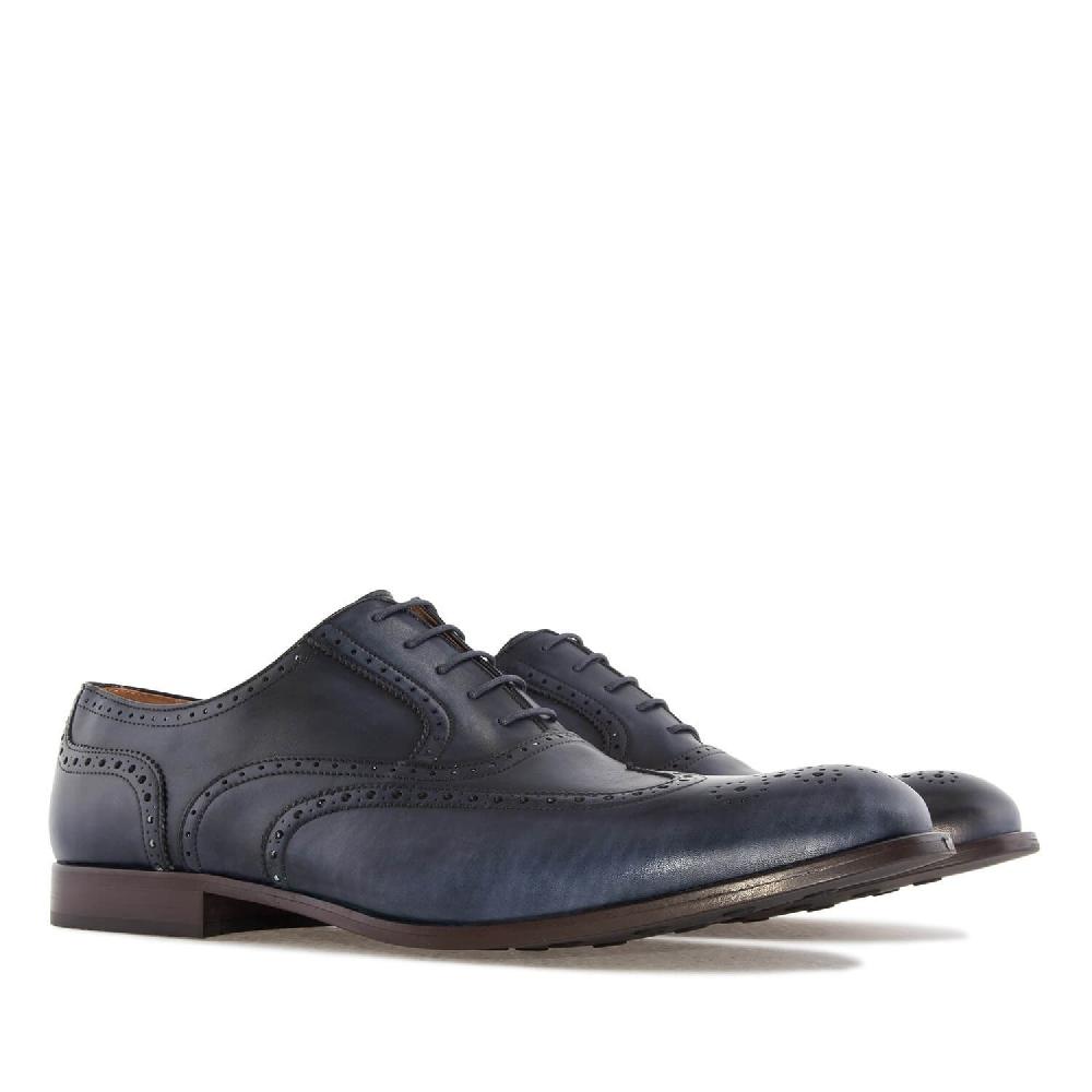 Andres machado Zapato de Caballero estilo Oxford en Piel Azul