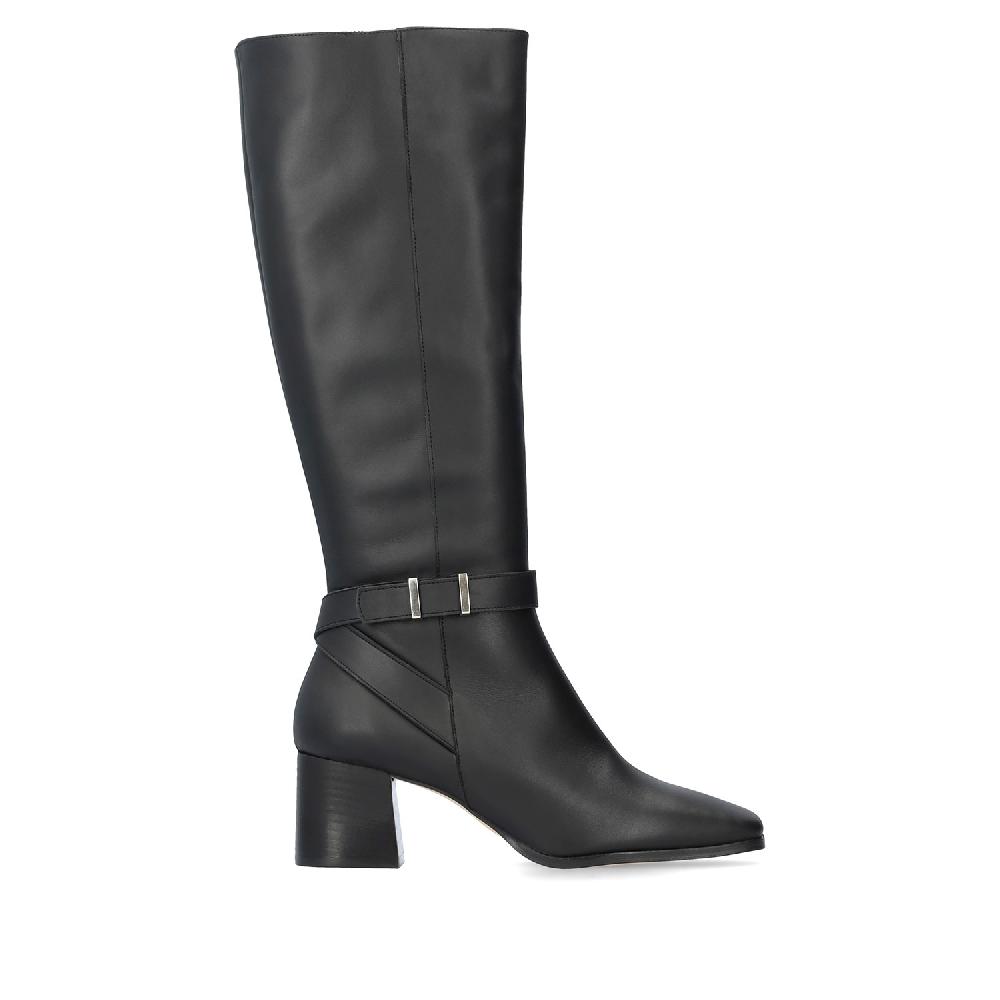 Andres machado Bota Alta en Piel de Color Negro Outlet online