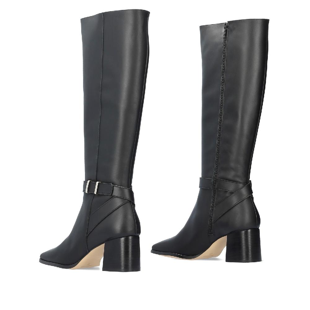 Andres machado Bota Alta en Piel de Color Negro Outlet online